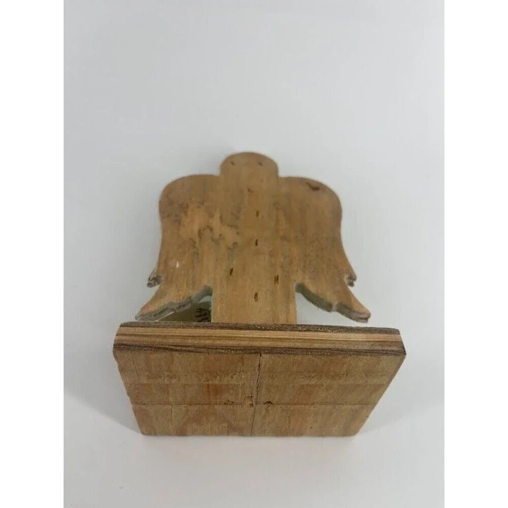 Handcrafted Wooden Angel‎ Figurine Hand Painted NWT Farmhouse decor